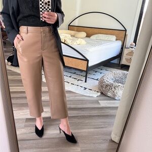 Aritzia light brown cropped faux leather pants